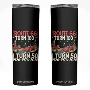 Highway 66 Turn 100 I Turn 50 Skinny Tumbler Vintage 1976 Road Sign Classic Muscle Car Lover 50 Year Old Gift TS14 Black Print Your Wear