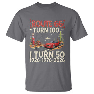 Highway 66 Turn 100 I Turn 50 T Shirt Vintage 1976 Road Sign Classic Muscle Car Lover 50 Year Old Gift TS14 Charcoal Print Your Wear