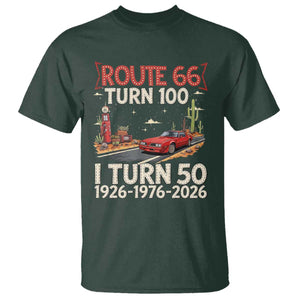 Highway 66 Turn 100 I Turn 50 T Shirt Vintage 1976 Road Sign Classic Muscle Car Lover 50 Year Old Gift TS14 Dark Forest Green Print Your Wear