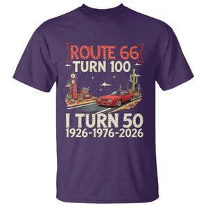 Highway 66 Turn 100 I Turn 50 T Shirt Vintage 1976 Road Sign Classic Muscle Car Lover 50 Year Old Gift TS14 Purple Print Your Wear