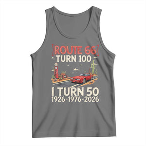 Highway 66 Turn 100 I Turn 50 Tank Top Vintage 1976 Road Sign Classic Muscle Car Lover 50 Year Old Gift TS14 Black Heather Print Your Wear