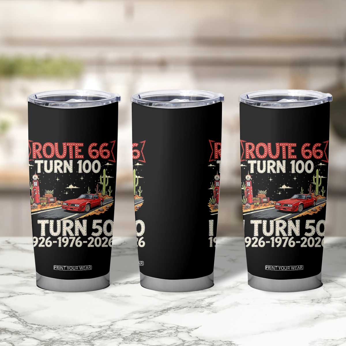 Highway 66 Turn 100 I Turn 50 Tumbler Cup Vintage 1976 Road Sign Classic Muscle Car Lover 50 Year Old Gift TS14 Print Your Wear