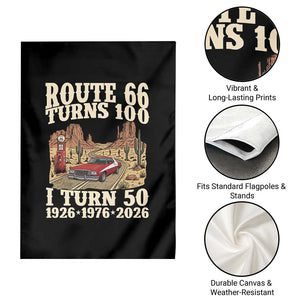 Highway 66 Turn 100 I Turn 50 Garden Flag Vintage 1976 Road Sign American Muscle Car Lover 50 Year Old Gift TS14 Print Your Wear