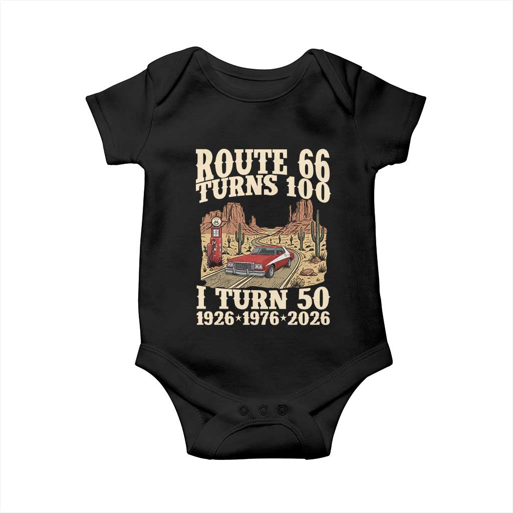 Route Highway 66 Turn 100 I Turn 50 Baby Onesie Vintage 1976 Road Sign American Muscle Car Lover 50 Year Old Gift TS14 Black Print Your Wear