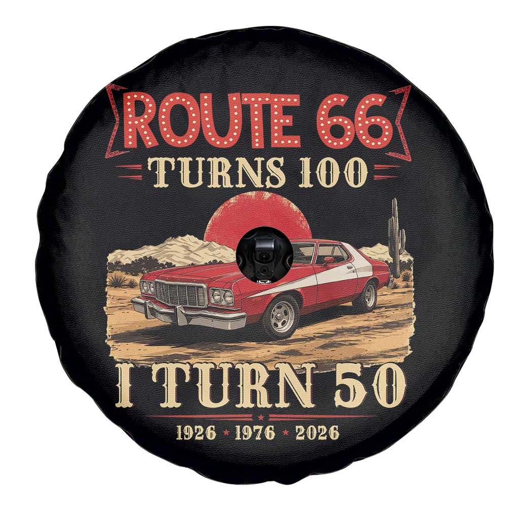 Highway 66 Turn 100 I Turn 50 Spare Tire Cover Vintage 1976 Road Sign Classic Muscle Car Lover 50th Birthday Gift TS14 Print Your Wear