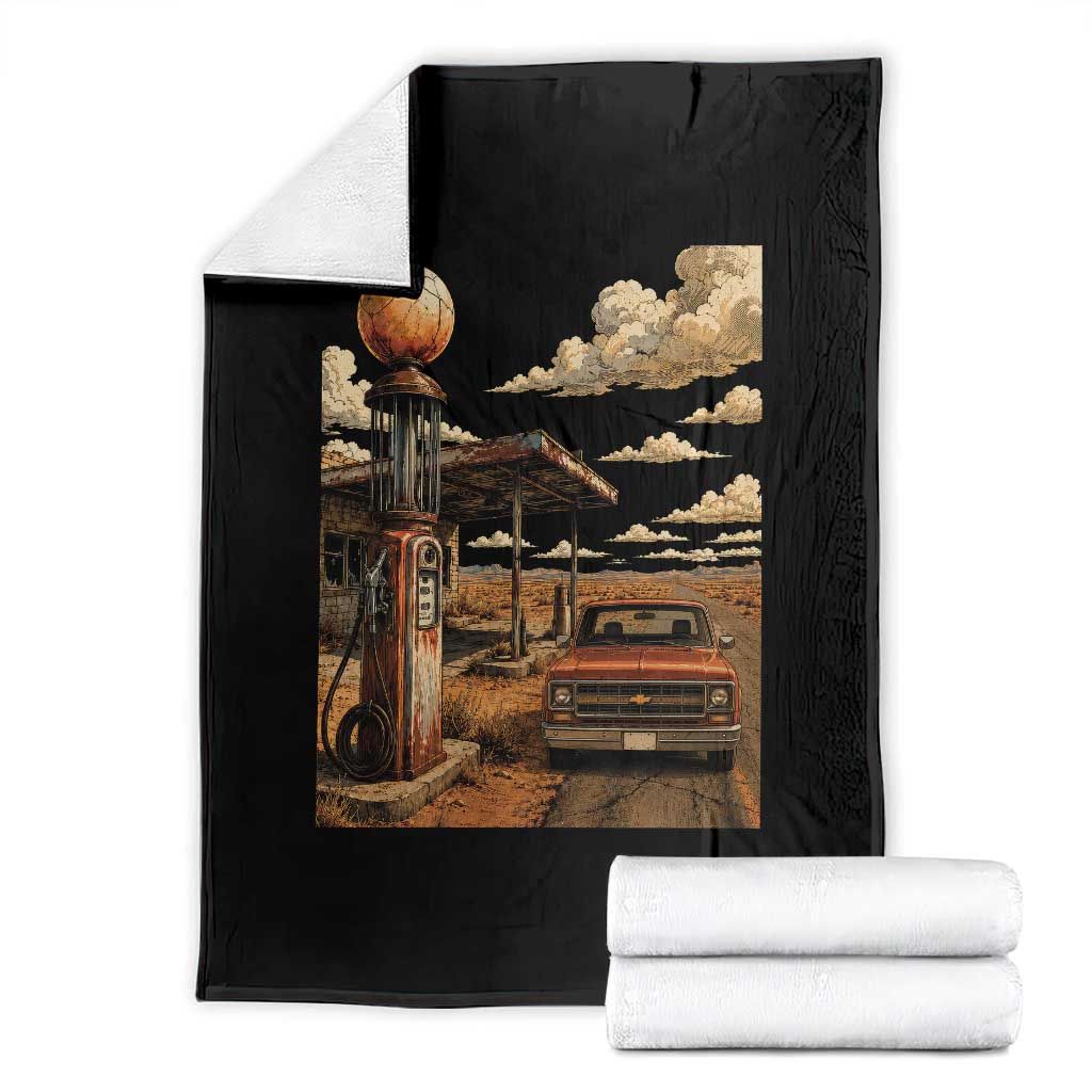 Route Highway 66 Classic Gas Pump Desert Classic Pickup Truck Car Lover Throw Blanket TS14 Black Print Your Wear