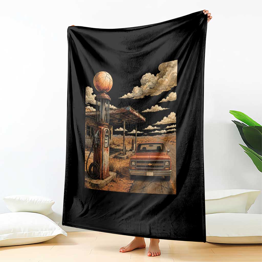 Highway 66 Classic Gas Pump Desert Classic Pickup Truck Car Lover Throw Blanket TS14 Print Your Wear