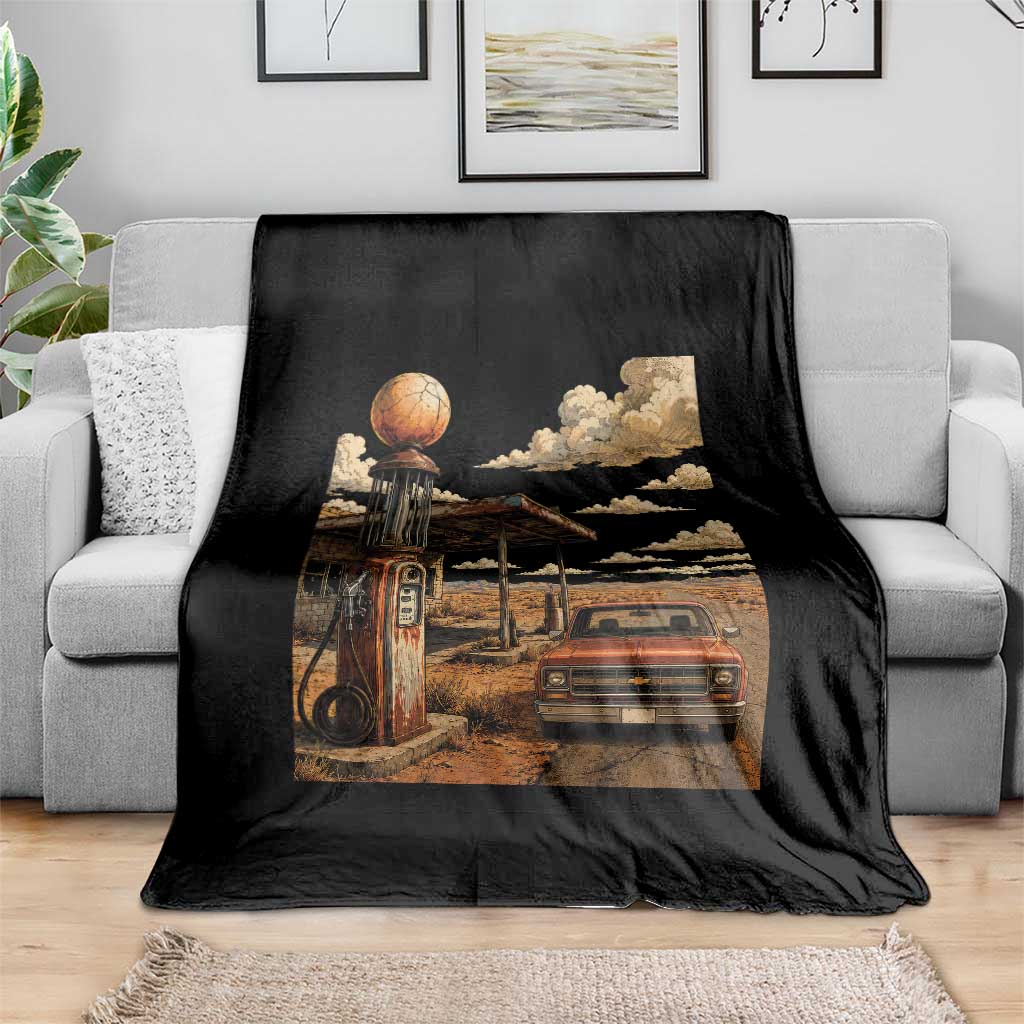 Highway 66 Classic Gas Pump Desert Classic Pickup Truck Car Lover Throw Blanket TS14 Print Your Wear
