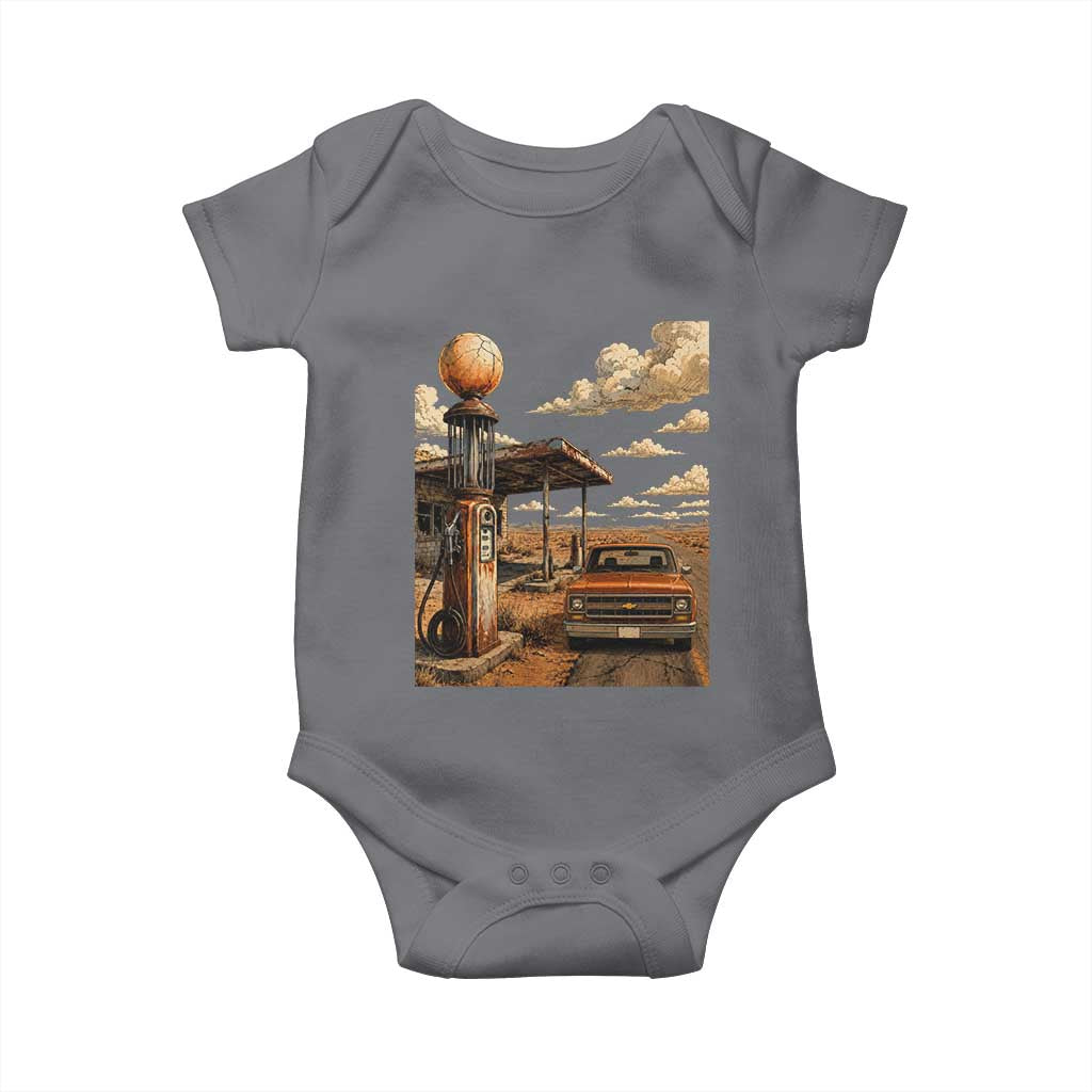 Highway 66 Classic Gas Pump Desert Classic Pickup Truck Car Lover Baby Onesie TS14 Charcoal Print Your Wear