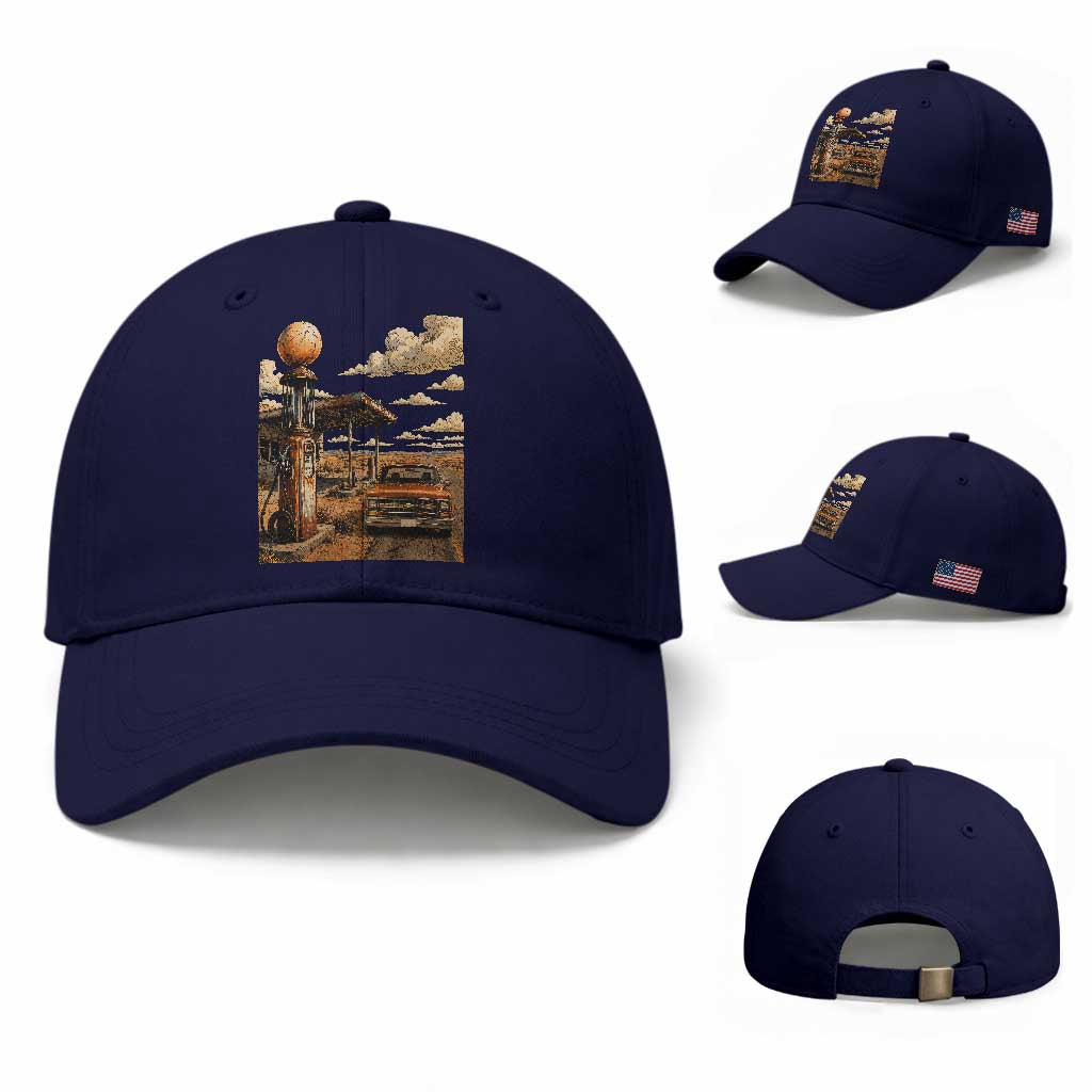 Highway 66 Classic Gas Pump Desert Classic Pickup Truck Car Lover Baseball Cap TS14 Baseball Cap Universal Fit Dark Blue Print Your Wear