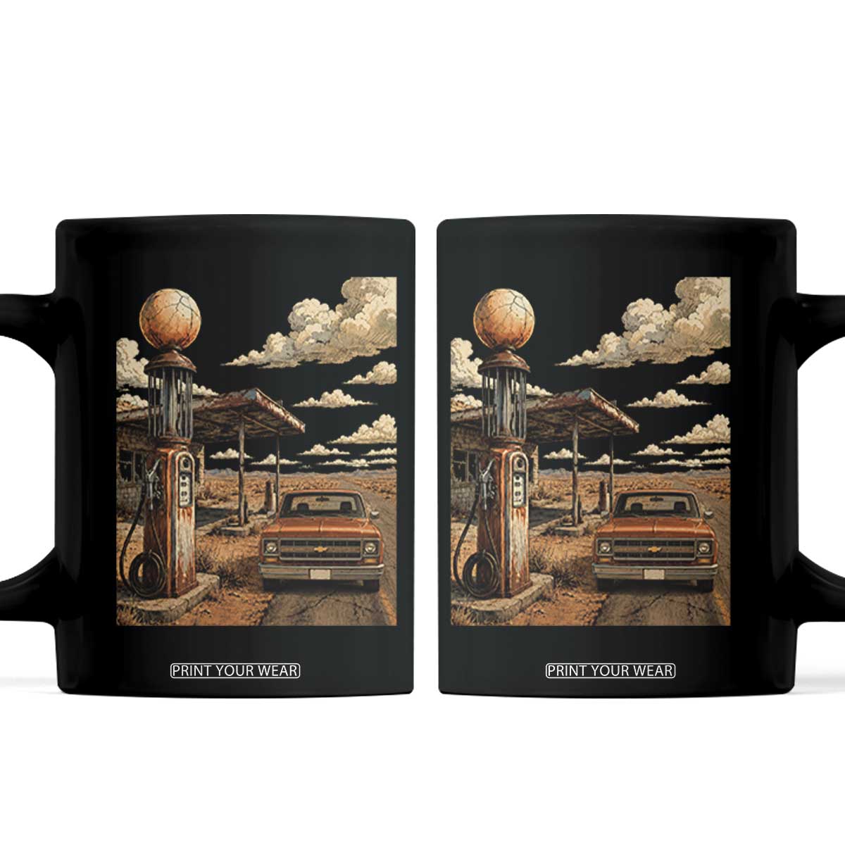Highway 66 Classic Gas Pump Desert Classic Pickup Truck Car Lover Coffee Mug TS14 Black Print Your Wear