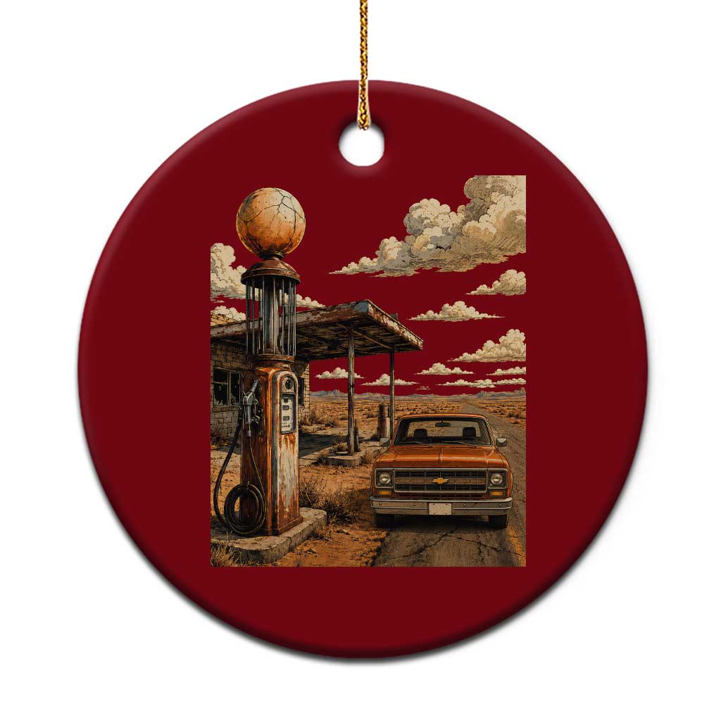 Route Highway 66 Classic Gas Pump Desert Classic Pickup Truck Car Lover Ceramic Ornament TS14 1pc Red Print Your Wear