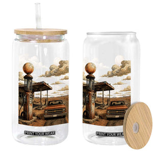 Highway 66 Classic Gas Pump Desert Classic Pickup Truck Car Lover Glass Can TS14 Print Your Wear