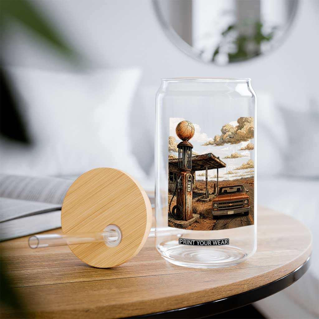 Highway 66 Classic Gas Pump Desert Classic Pickup Truck Car Lover Glass Can TS14 Print Your Wear
