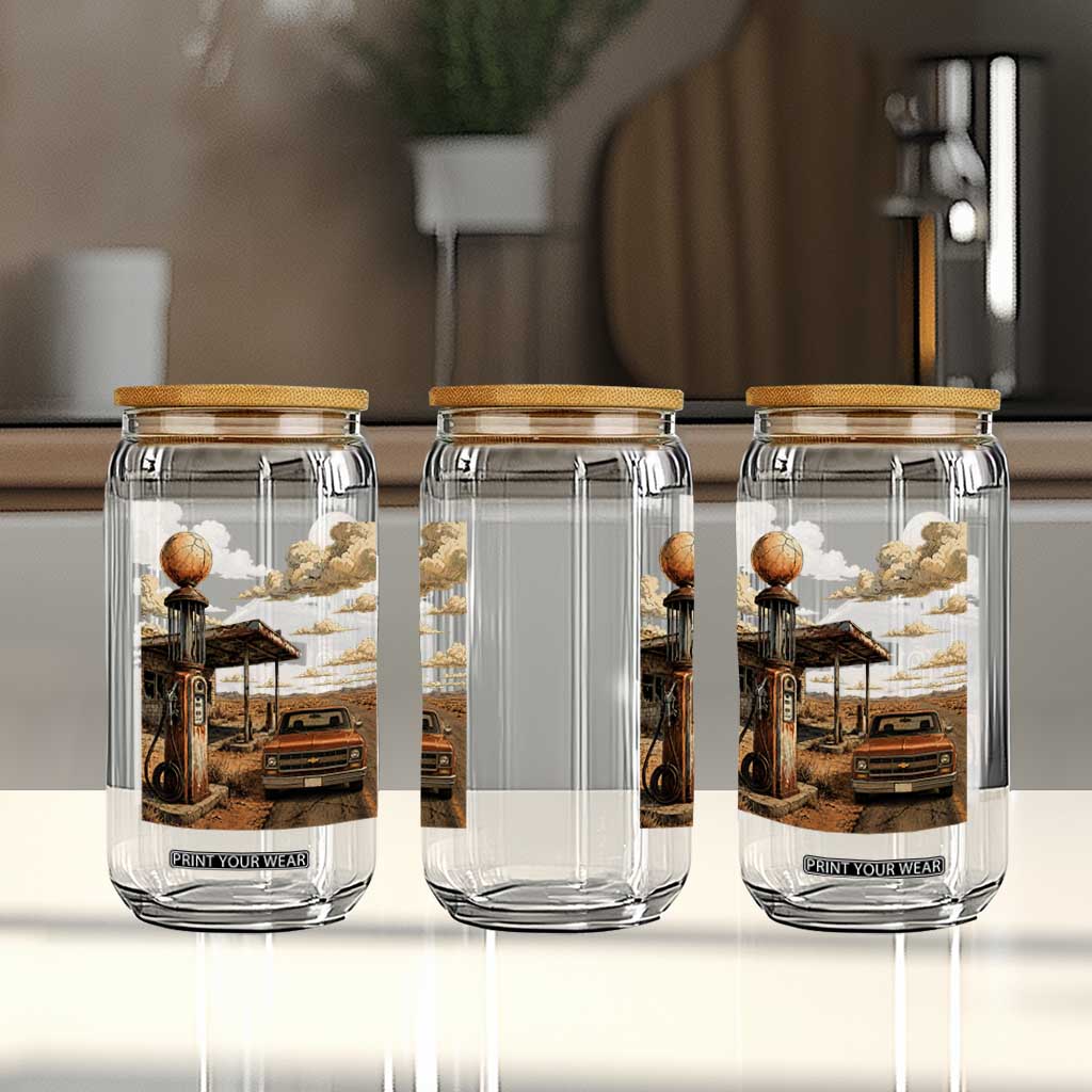 Highway 66 Classic Gas Pump Desert Classic Pickup Truck Car Lover Glass Can TS14 Print Your Wear