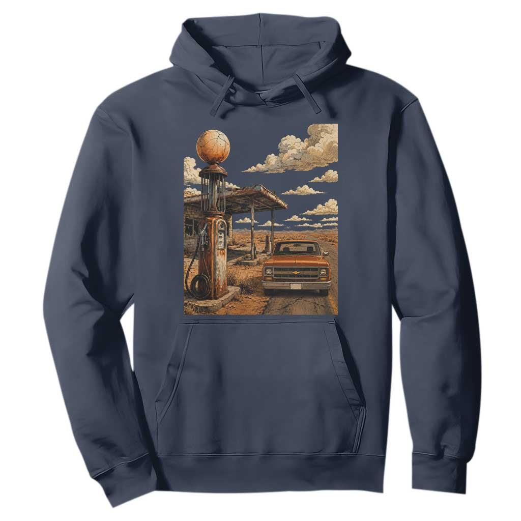 Highway 66 Classic Gas Pump Desert Classic Pickup Truck Car Lover Hoodie TS14 Navy Print Your Wear