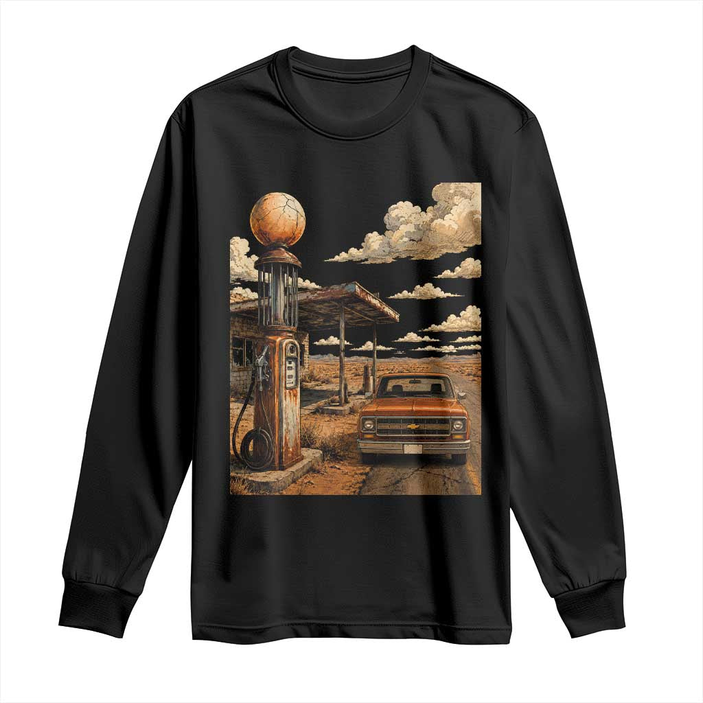 Highway 66 Classic Gas Pump Desert Classic Pickup Truck Car Lover Long Sleeve Shirt TS14 Black Print Your Wear