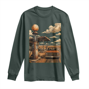 Highway 66 Classic Gas Pump Desert Classic Pickup Truck Car Lover Long Sleeve Shirt TS14 Dark Forest Green Print Your Wear