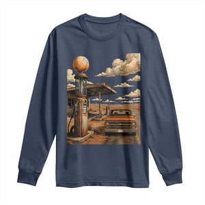 Highway 66 Classic Gas Pump Desert Classic Pickup Truck Car Lover Long Sleeve Shirt TS14 Navy Print Your Wear