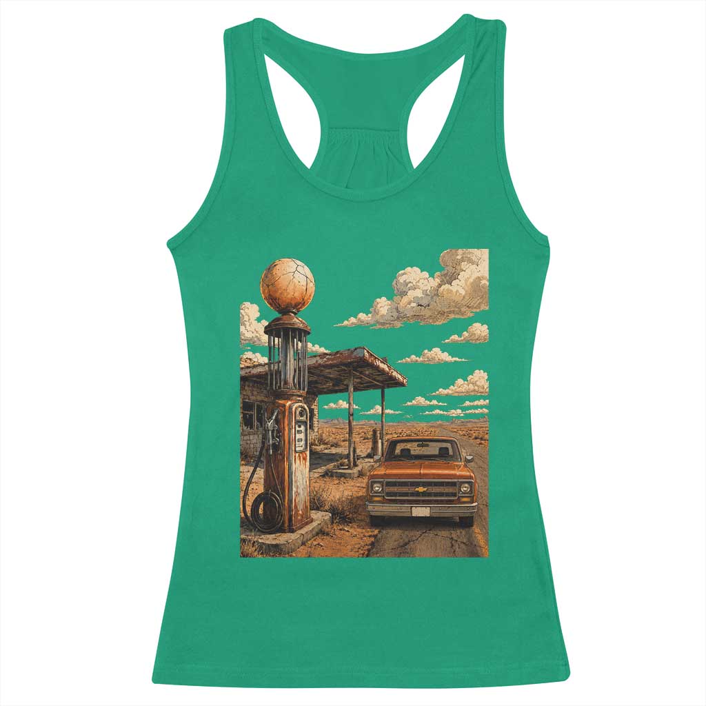 Highway 66 Classic Gas Pump Desert Classic Pickup Truck Car Lover Racerback Tank Top TS14 Irish Green Print Your Wear