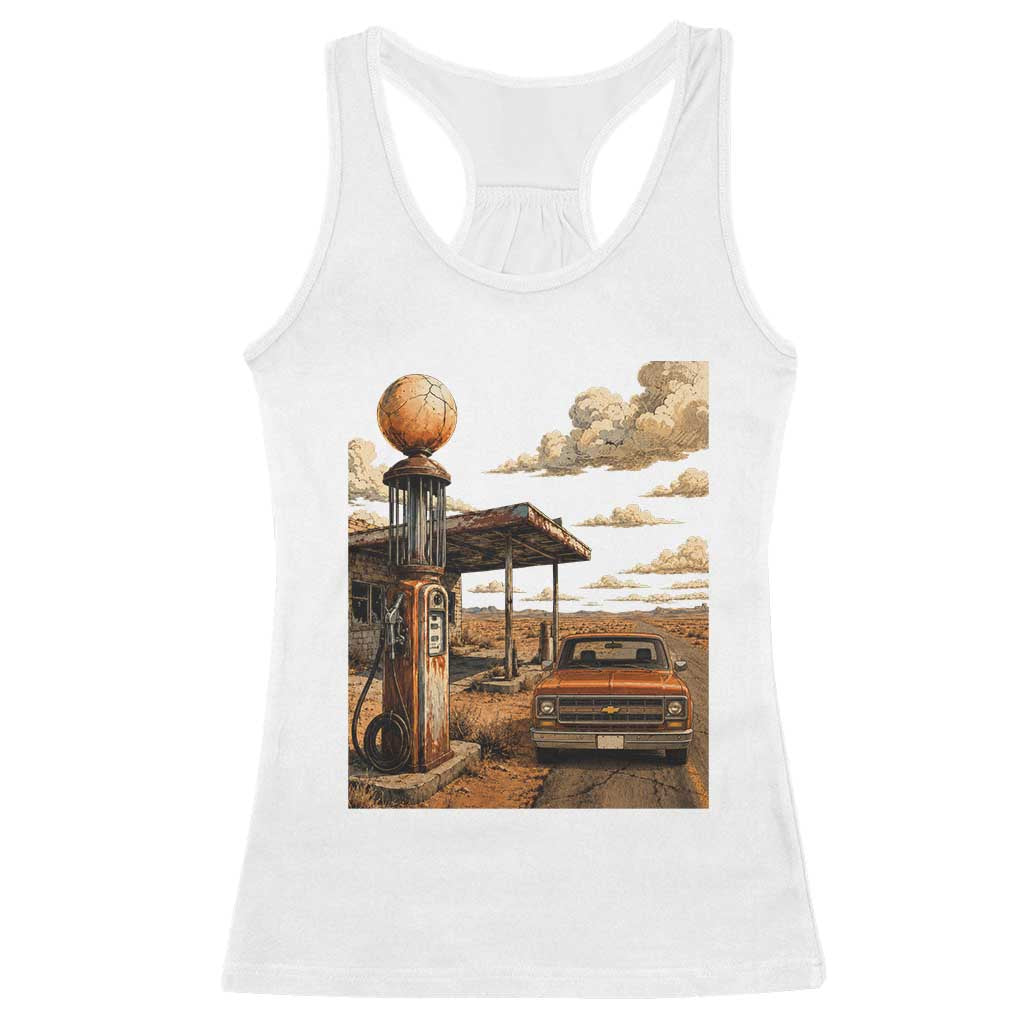 Highway 66 Classic Gas Pump Desert Classic Pickup Truck Car Lover Racerback Tank Top TS14 White Print Your Wear