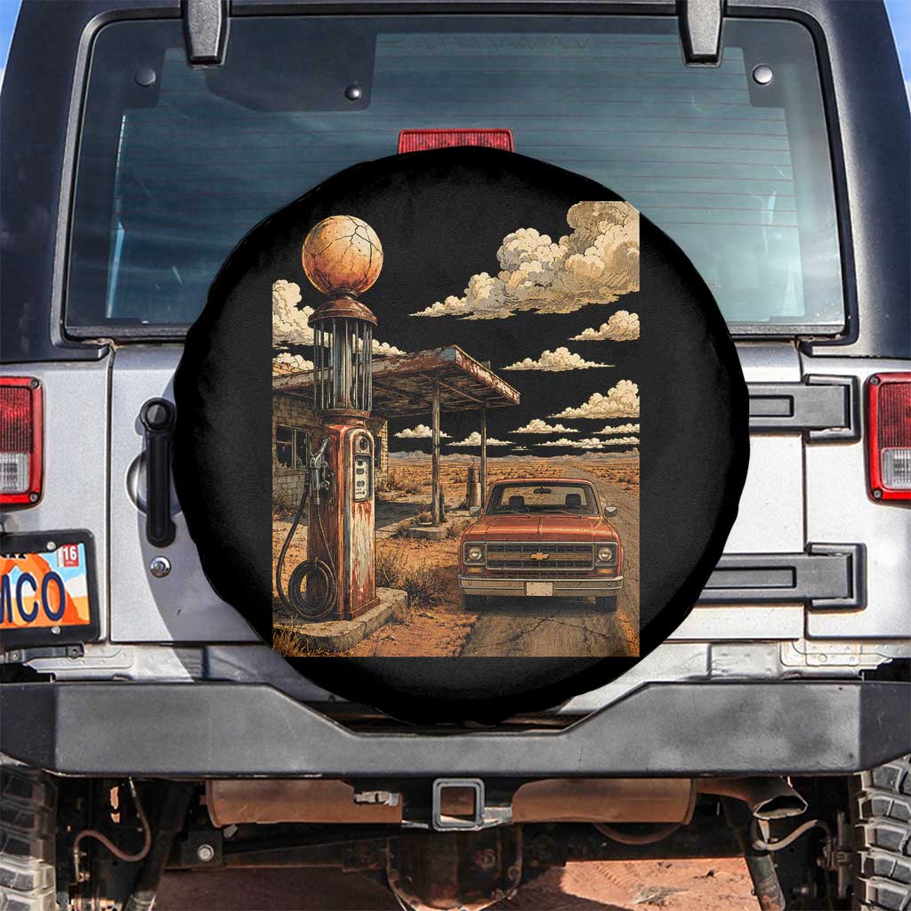 Highway 66 Classic Gas Pump Desert Classic Pickup Truck Car Lover Spare Tire Cover TS14 No hole Black Print Your Wear