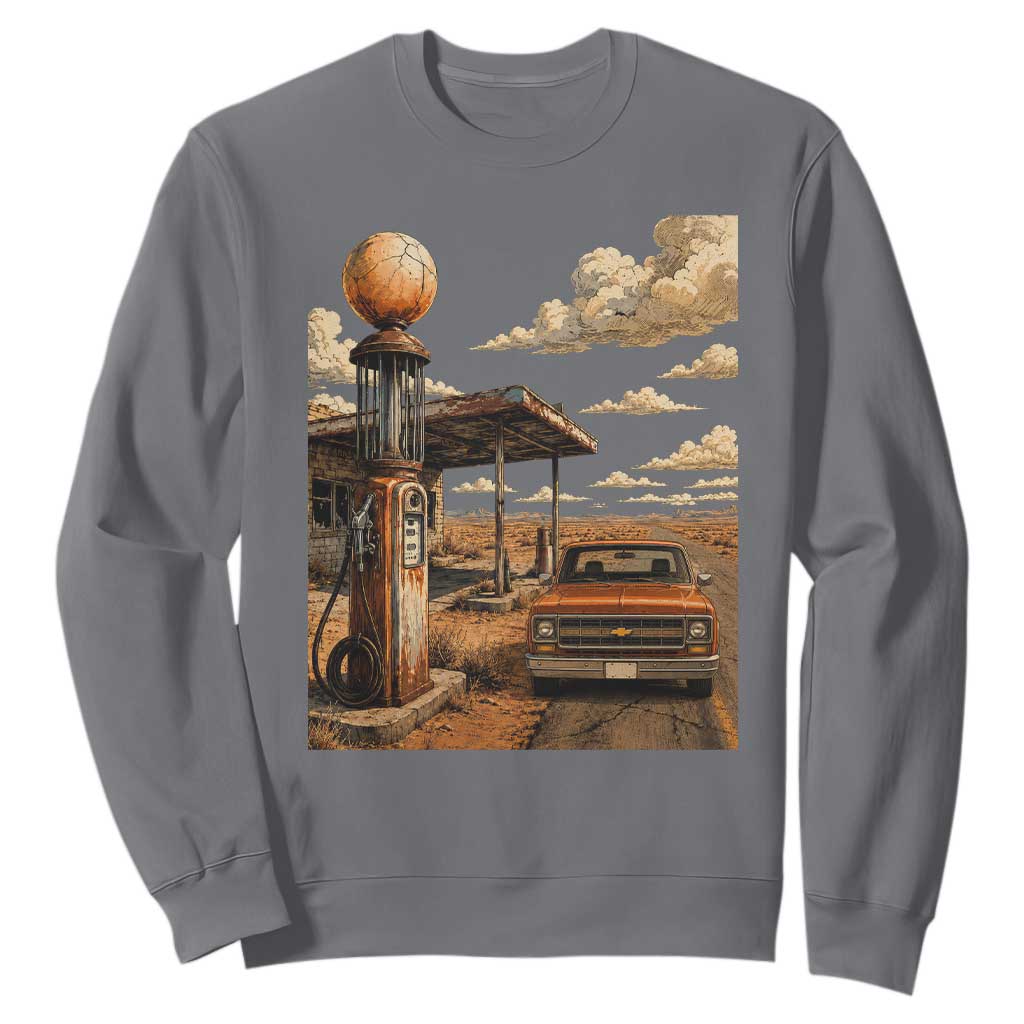 Highway 66 Classic Gas Pump Desert Classic Pickup Truck Car Lover Sweatshirt TS14 Charcoal Print Your Wear