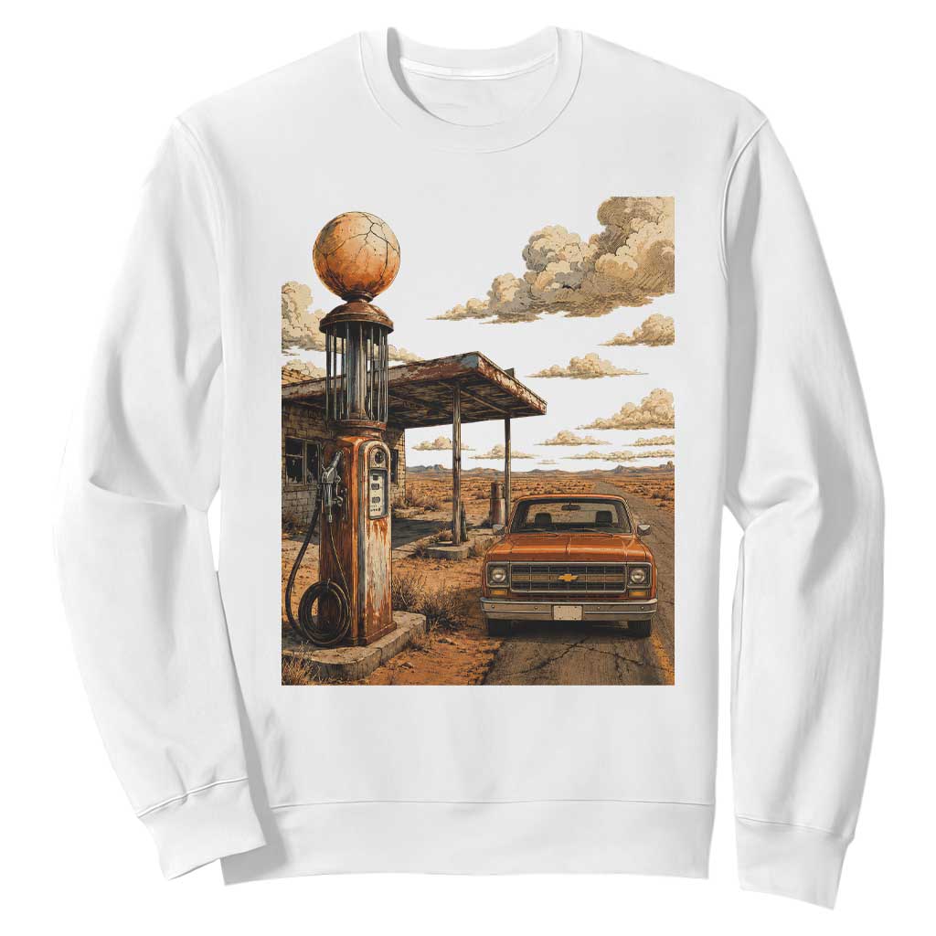Highway 66 Classic Gas Pump Desert Classic Pickup Truck Car Lover Sweatshirt TS14 White Print Your Wear