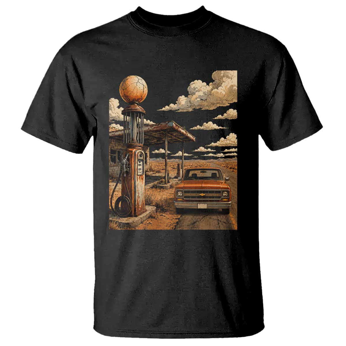 Highway 66 Classic Gas Pump Desert Classic Pickup Truck Car Lover T Shirt TS14 Black Print Your Wear