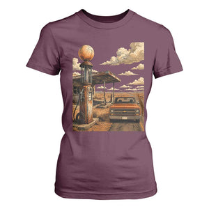 Highway 66 Classic Gas Pump Desert Classic Pickup Truck Car Lover T Shirt For Women TS14 Maroon Print Your Wear