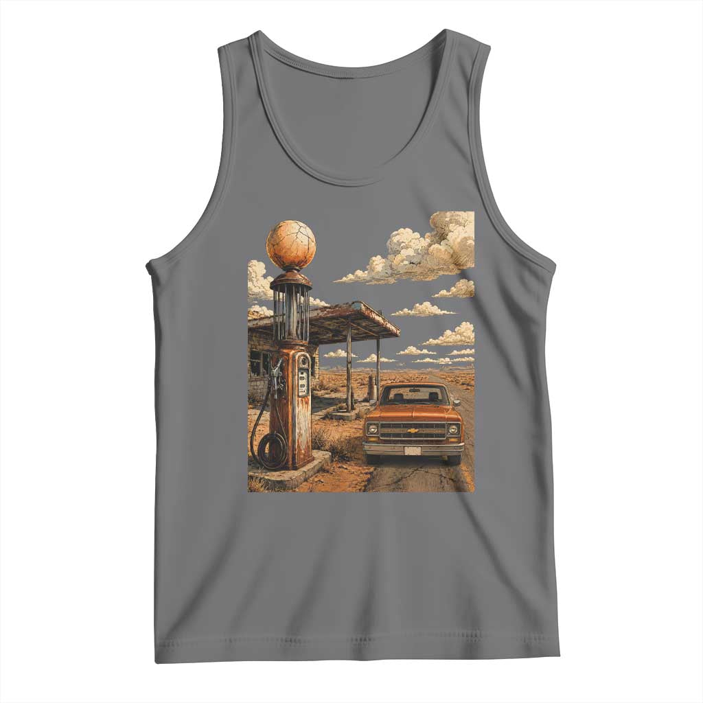 Highway 66 Classic Gas Pump Desert Classic Pickup Truck Car Lover Tank Top TS14 Black Heather Print Your Wear