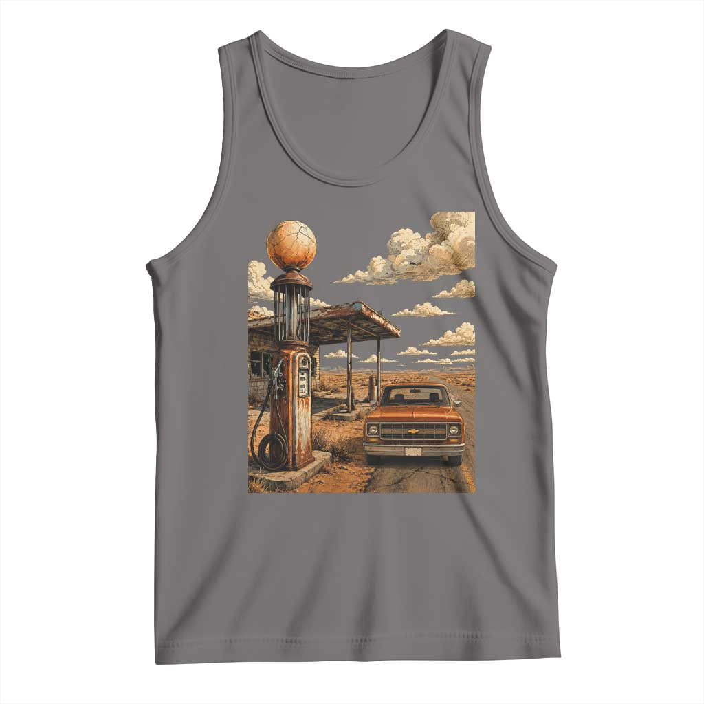 Highway 66 Classic Gas Pump Desert Classic Pickup Truck Car Lover Tank Top TS14 Deep Heather Print Your Wear