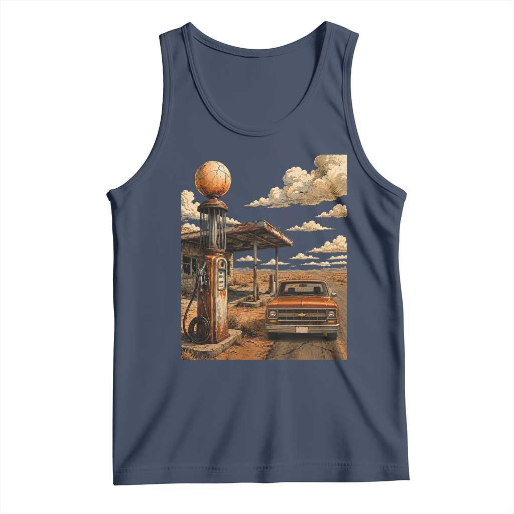 Highway 66 Classic Gas Pump Desert Classic Pickup Truck Car Lover Tank Top TS14 Navy Print Your Wear