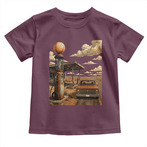 Highway 66 Classic Gas Pump Desert Classic Pickup Truck Car Lover Toddler T Shirt TS14 Maroon Print Your Wear