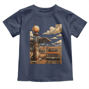 Highway 66 Classic Gas Pump Desert Classic Pickup Truck Car Lover Toddler T Shirt TS14 Navy Print Your Wear