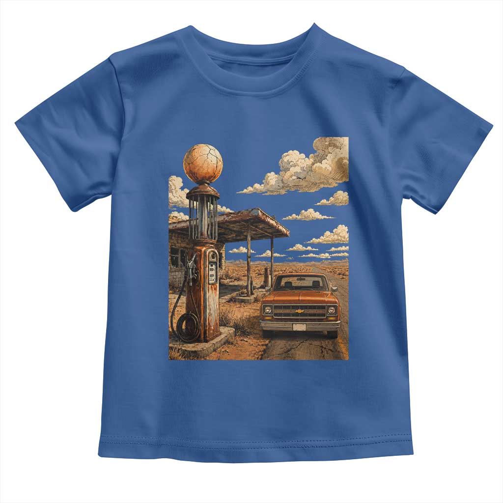 Highway 66 Classic Gas Pump Desert Classic Pickup Truck Car Lover Toddler T Shirt TS14 Royal Blue Print Your Wear