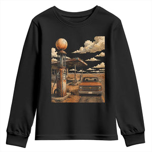 Highway 66 Classic Gas Pump Desert Classic Pickup Truck Car Lover Youth Sweatshirt TS14 Black Print Your Wear