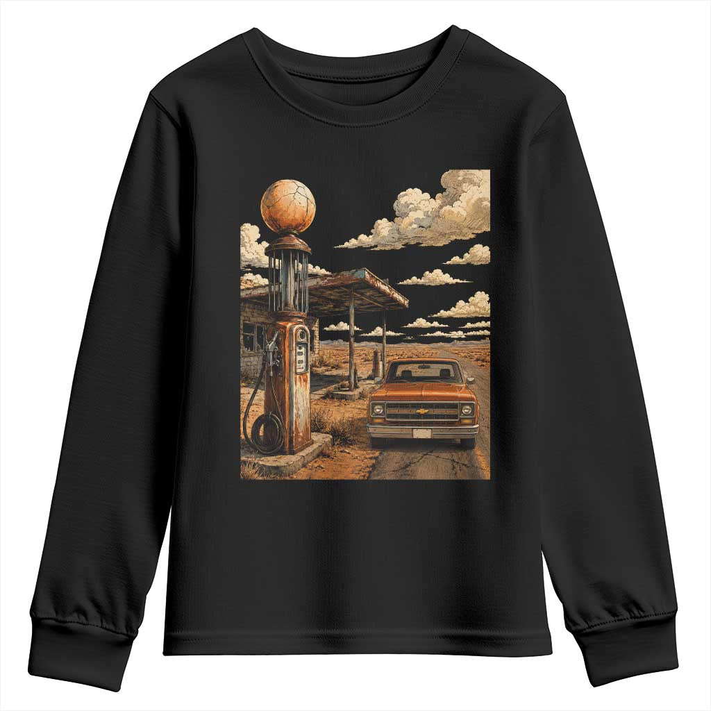 Route Highway 66 Classic Gas Pump Desert Classic Pickup Truck Car Lover Youth Sweatshirt TS14 Black Print Your Wear
