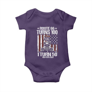 Highway 66 Turn 100 I Turn 50 Baby Onesie Vintage 1976 America Road Sign America Antique Car Lover 50 Year Old Gift TS14 Purple Print Your Wear