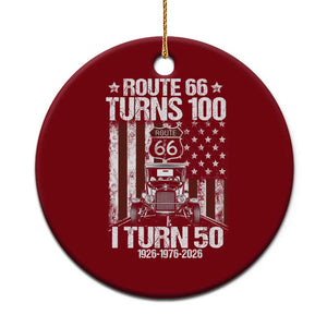 Highway 66 Turn 100 I Turn 50 Ceramic Ornament Vintage 1976 America Road Sign America Antique Car Lover 50 Year Old Gift TS14 1pc Red Print Your Wear