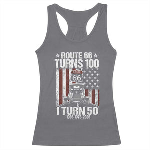 Highway 66 Turn 100 I Turn 50 Racerback Tank Top Vintage 1976 America Road Sign America Antique Car Lover 50 Year Old Gift TS14 Charcoal Print Your Wear