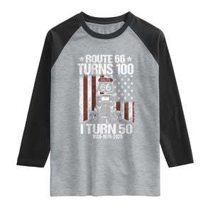 Highway 66 Turn 100 I Turn 50 Raglan Shirt Vintage 1976 America Road Sign America Antique Car Lover 50 Year Old Gift TS14 Heather Gray Black Print Your Wear