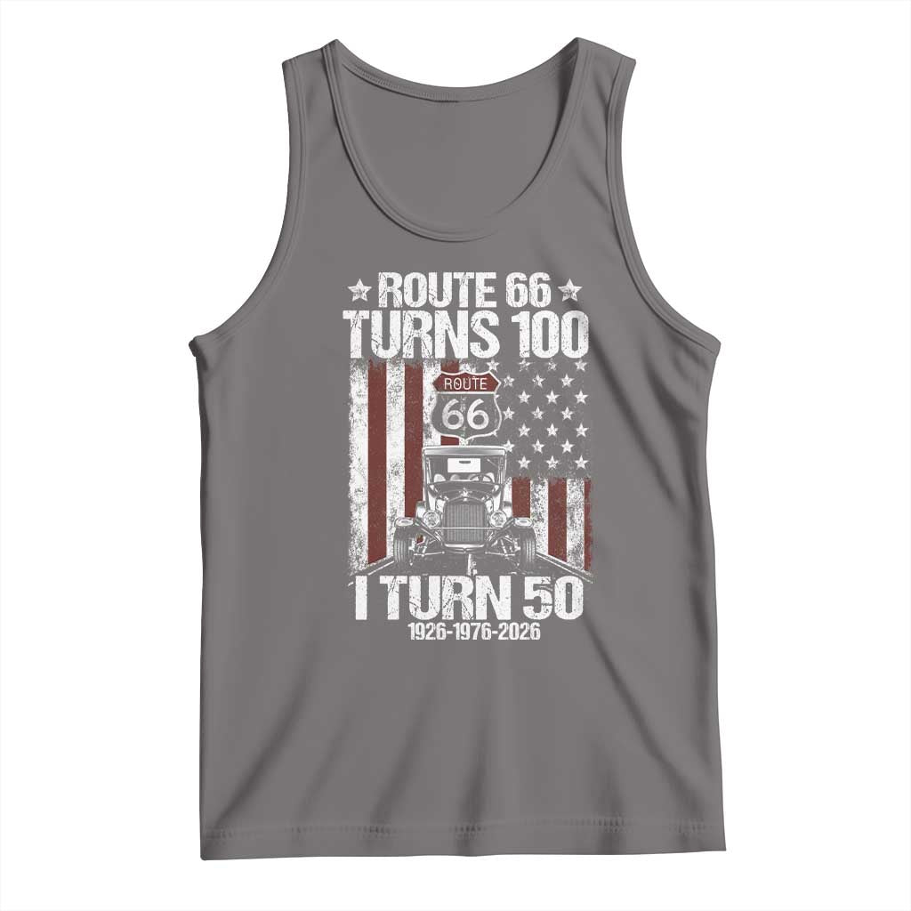 Highway 66 Turn 100 I Turn 50 Tank Top Vintage 1976 America Road Sign America Antique Car Lover 50 Year Old Gift TS14 Deep Heather Print Your Wear