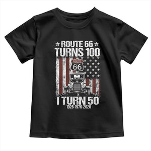Highway 66 Turn 100 I Turn 50 Toddler T Shirt Vintage 1976 America Road Sign America Antique Car Lover 50 Year Old Gift TS14 Black Print Your Wear