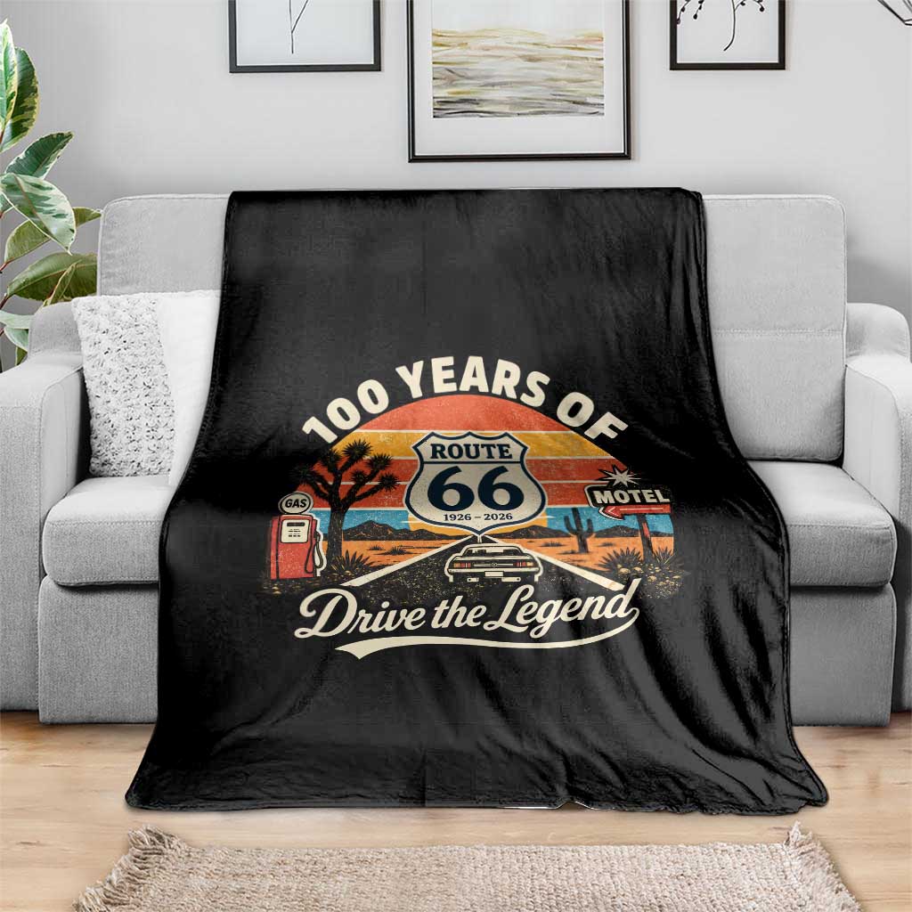 Vintage Highway 66 100th Anniversary 2026 Americana Road Trip Souvenir Throw Blanket TS14 Print Your Wear