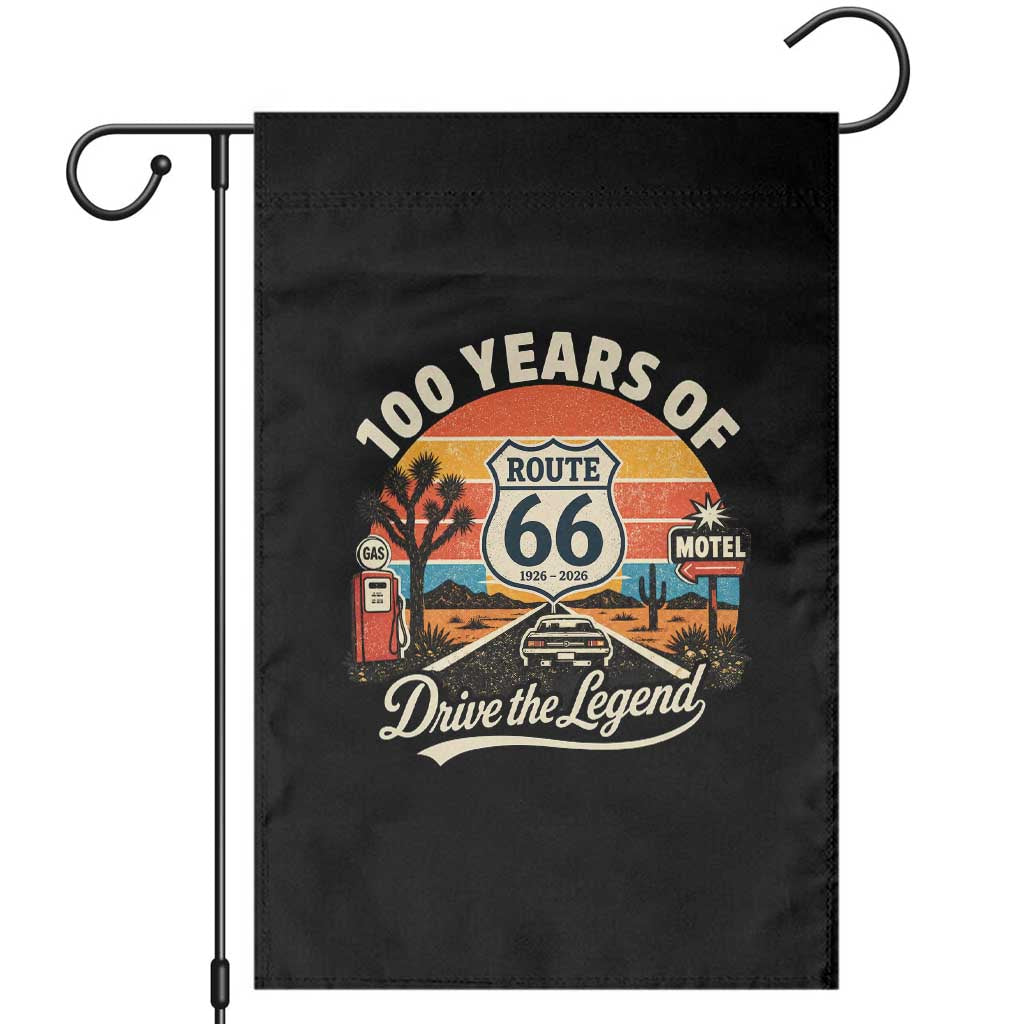 Vintage Route Highway 66 100th Anniversary 2026 Americana Road Trip Souvenir Garden Flag TS14 Black Print Your Wear