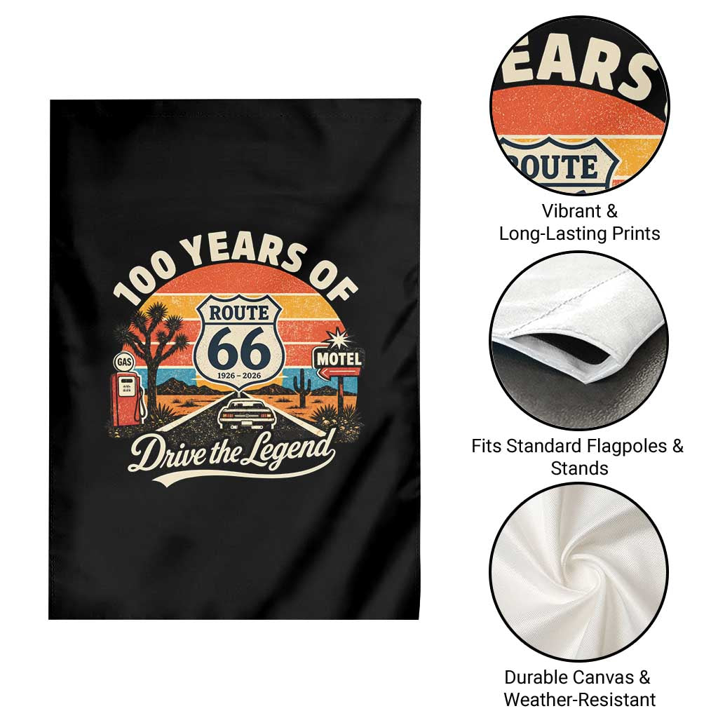 Vintage Highway 66 100th Anniversary 2026 Americana Road Trip Souvenir Garden Flag TS14 Print Your Wear