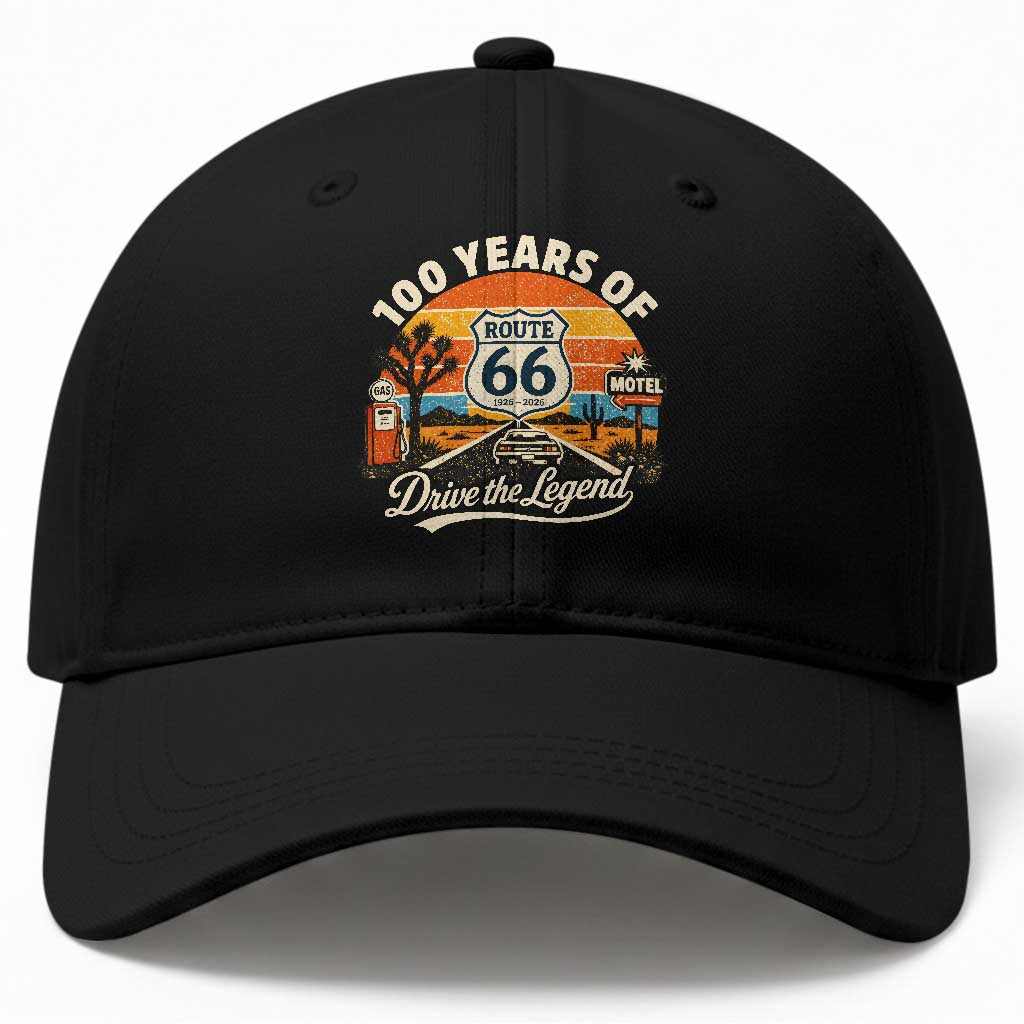 Vintage Route Highway 66 100th Anniversary 2026 Americana Road Trip Souvenir Baseball Cap TS14 Print Your Wear