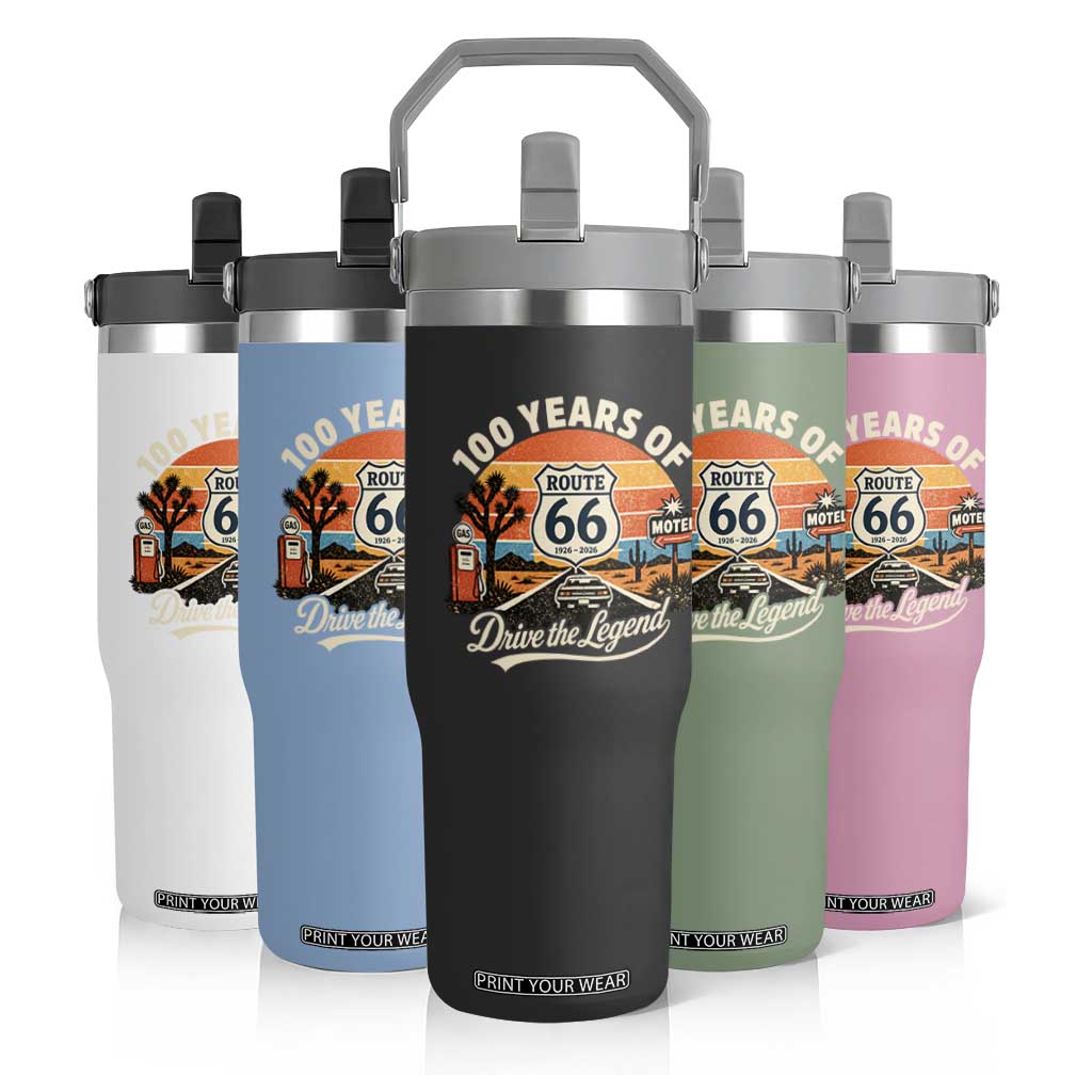 Vintage Highway 66 100th Anniversary 2026 Americana Road Trip Souvenir Flip Straw Tumbler TS14 Print Your Wear