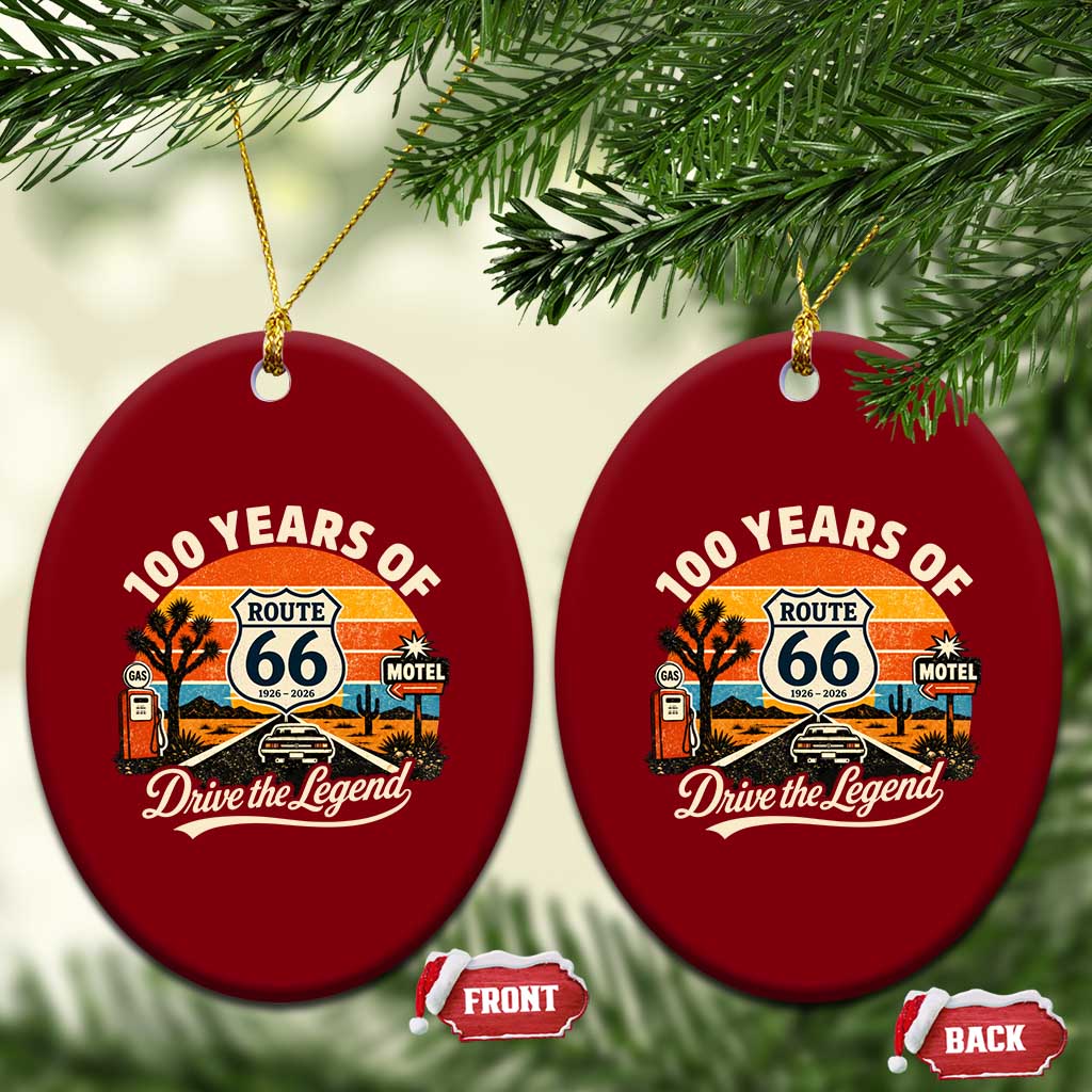Vintage Highway 66 100th Anniversary 2026 Americana Road Trip Souvenir Ceramic Ornament TS14 Print Your Wear